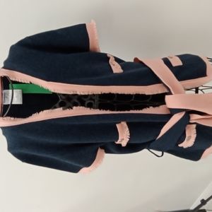 Chanel cardigan navy/pink tie front size 38